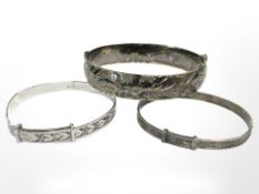Three silver bangles CONDITION REPORT: 28.9g.