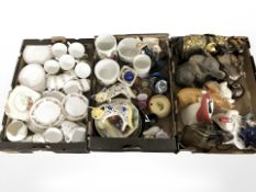 A group of animal ornaments and other figurines, collectors plates, polished onyx items,