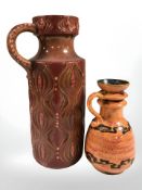 Two West German pottery jugs,