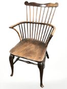 A 19th century elm and ash spindle back farmhouse chair
