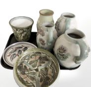 A group of Denby jugs, bowls and vases.