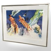 Continental School : Abstract lithograph, indistinctly signed, numbered 5/150, 27 cm x 60 cm.