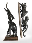An Eastern carved horn statue of a tiger attacking an elephant, height 28 cm,