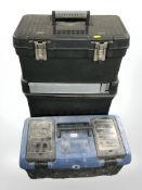 A Stanley tool chest and a further tool chest containing tools and hardware