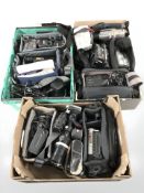 A collection of video cameras, camera lenses, related accessories, etc.