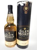 A bottle of Glen Moray single malt whisky, 70 cl in carton.