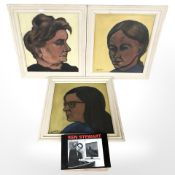 Ken Stewart : Three portrait studies, oil on board, each 35 cm x 31 cm.