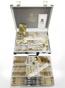A case of Solingen gold plated and stainless steel cutlery