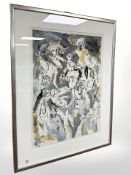 Danish School : Abstract figures, watercolour, indistinctly signed,