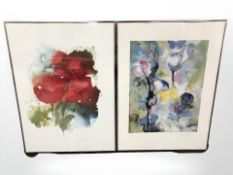 Continental School : Still life studies of flowers, two reproductions in colours,