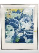 20th Century School : The lady of the lake, colour lithograph, indistinctly signed and dated '91,