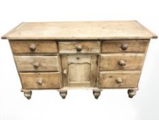 A Victorian pine farmhouse dresser base,