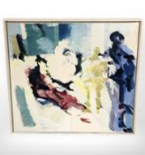 20th Century School : Abstract figures, oil on canvas, 55 cm x 55 cm.