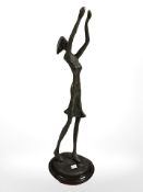 A modernist bronze figure of a lady, height 35 cm.