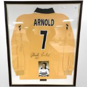 A signed Millennium Season Newcastle Falcons rugby shirt, signed by Richard Arnold.