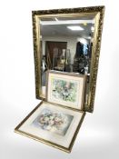A gilt framed bevelled mirror,