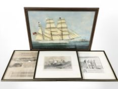 19th Century School : 'Barque Excellent of Sunderland leaving the port of Naples,