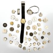 A collection of wristwatches and movements to include Rolex, Tudor, Patek Phillipe, Omega, etc.