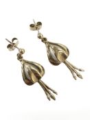 A pair of 9ct yellow gold earrings. CONDITION REPORT: Butterfly fittings 3.3g.