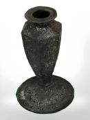 A Victorian silver plated decorative candlestick, height 15 cm.