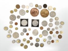 A group of coins to include commemorative crowns, an Edward VII medallion,