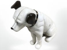 A cast iron dog money bank.