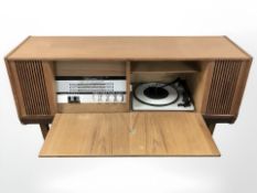 A teak cased Alba stereogram, width 115 cm.