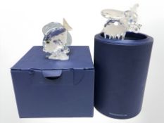 Two Swarovski Crystal figures : elephant and fish,
