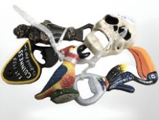 Five novelty bottle top openers.