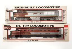 Two Proto 1000 series HO scale locomotives including DL-109 and an Erie-built locomotive.