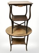 Two Edwardian inlaid mahogany occasional tables