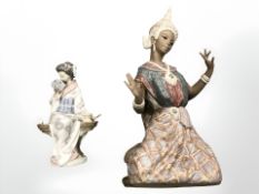 A Lladro figure modelled as a dancer in matte glaze, height 44.