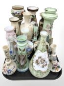 A group of 19th century and later glass vases with hand finished decorations.