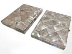 Two Victorian mother of pearl card cases.