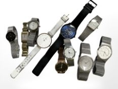 A private collection of nine Skagen Danish wristwatches, two with mother of pearl dials,