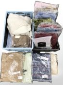 Two crates containing new stock clothing, jumpers, tops, Cotton Traders examples, wool, etc.