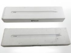 Two Apple pencils in retail boxes.