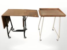 Two teak lap tray trolleys.