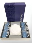 A boxed set of Wedgwood Susie Cooper designed Kingfisher coffee china, in unused condition.
