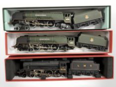 Three HO model locomotive engines to include Meccano Duchess of Sutherland,