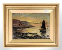 Late Nineteenth Century School : Bringing Home the Catch, oil on board, indistinctly signed,