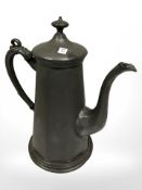 A Victorian pewter coffee pot, height 26.5 cm.