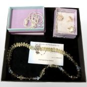 A multi gem sterling silver necklace, together with earring and necklace set and a further necklace.