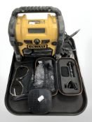 A DeWalt portable radio (no battery), together with a pair of sunglasses, a Bose portable speaker,