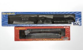 Two Bachmann HO gauge locomotive engines including Central of Georgia 65401 and Santa Fe 4-8-4