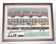Gordon Barker : Christmas Tree Train, acrylic, signed, 32 cm x 24 cm.