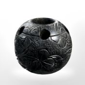 A Irish bog oak match holder.