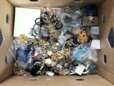 A quantity of costume jewellery, brooches, chains, bangles, dress rings, etc.
