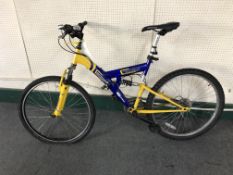 An Emmelle full suspension mountain bike.