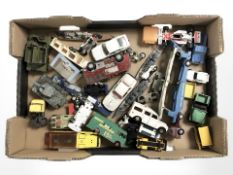 Die cast model vehicles including Corgi car transporter, racing cars,